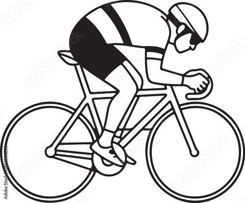 Velodrome Cyclist Racing Line Art Coloring Book Page Outline Vector Illustration