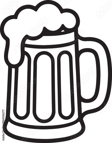 Beer Mug Line Art Coloring Book Page Outline Vector Illustration