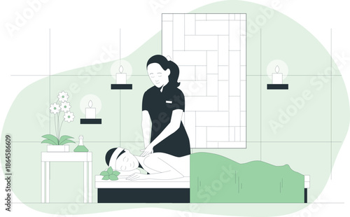 Woman receiving a massage in a serene spa environment