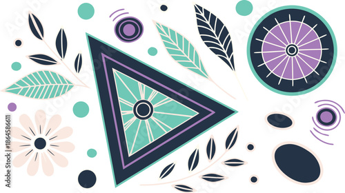 abstract background with flowers and leaves