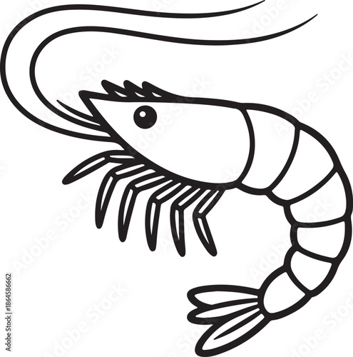 Shrimp Line Art Coloring Book Page Outline Vector Illustration