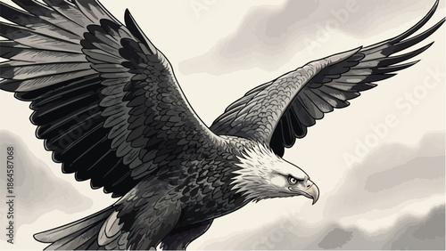 Detailed sketch of a majestic soaring eagle