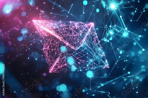 Modern digital envelope floating in virtual network high resolution picture