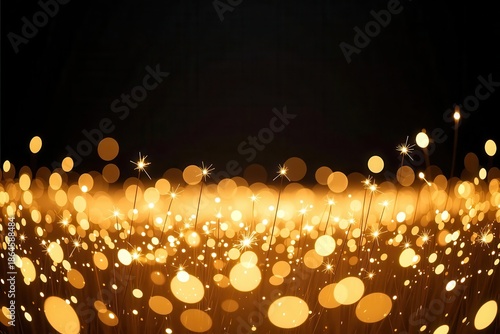 Golden Bokeh Lights Creating Magical Atmosphere Background