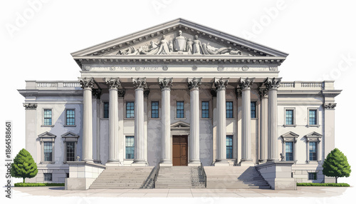 Frontal architectural sketch of a neoclassical museum