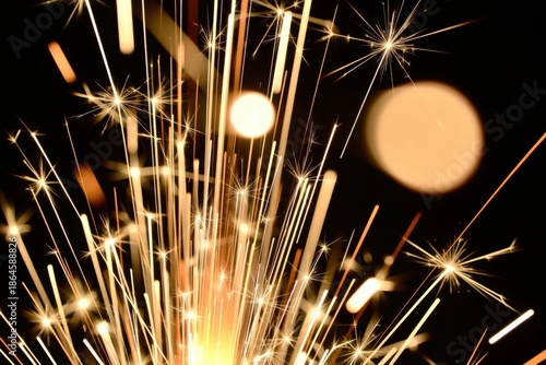 Bright Sparkles and Glowing Lights Against a Dark Background