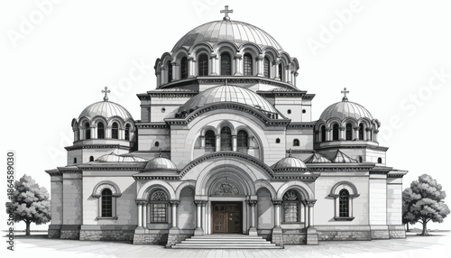 Architectural sketch of an orthodox cathedral dome
