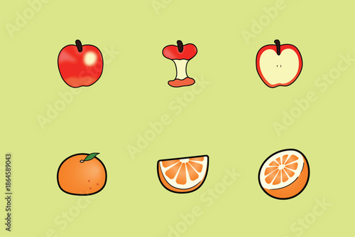 vector illustration of a set of fruit icons