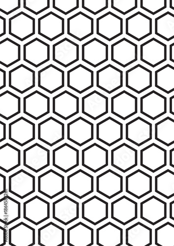 Large hexagon geometric pattern coloring page with bold six-sided shape tessellation