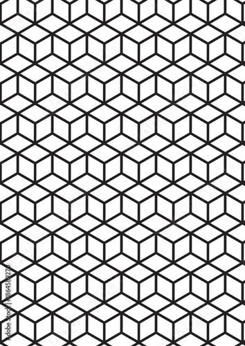 Three dimensional cube illusion pattern coloring page with isometric geometric design