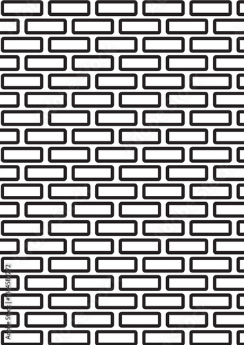 Brick wall pattern coloring page with rectangular masonry structure geometric design