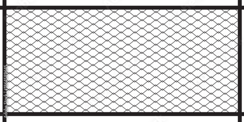 Steel wire chain link fence seamless pattern. Metal lattice with rhombus, diamond shape silhouette. Grid fence background.
