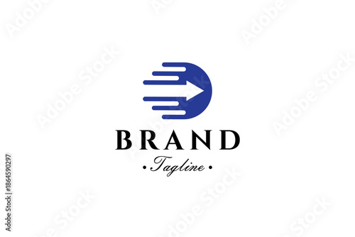 D letter logo with delivery symbol in flat vector design style