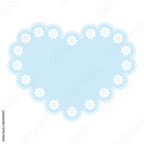 Simple blue flower lace frame, heart tag, label
