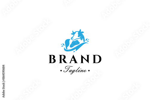 Dairy Cow Logo with flat vector design style