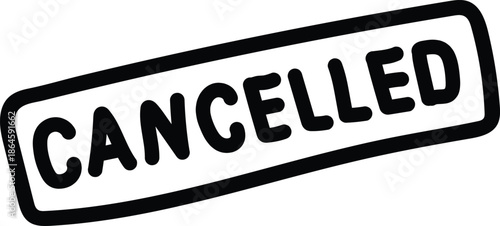 Hand drawing Red cancelled stamp label flat vector icon for apps and websites