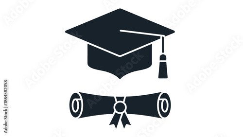 Graduation cap and diploma symbolizing academic achievement