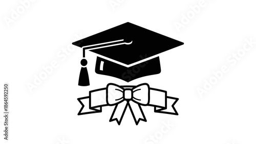 Graduation cap and ribbon symbolizing academic achievement