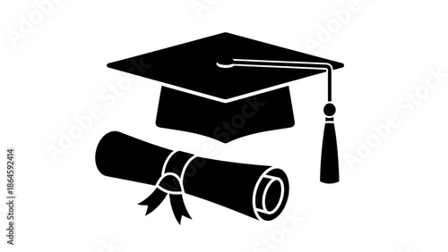 Graduation cap and diploma symbolizing academic achievement