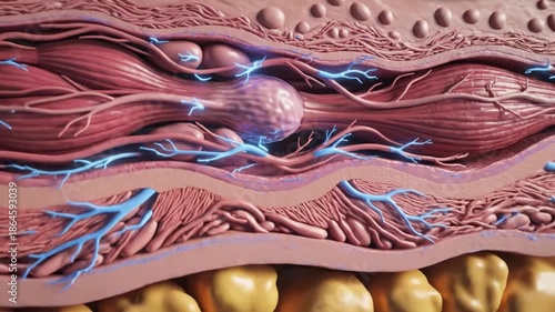 Detailed 3D Animation of Human Skin Layers, Epidermis, Dermis, and Subcutaneous Tissue Anatomy
