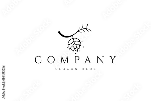 pine cone logo with line art design style