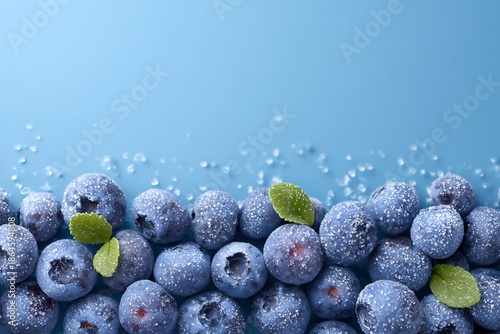 Chilled blueberries in a snowy forest setting