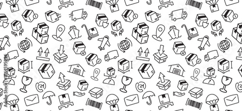 cargo delivery seamless pattern logistic shipment warehouse background