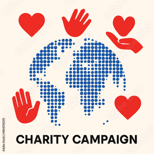 Halftone World Charity Campaign Logo – Bold Dot Global Solidarity Design