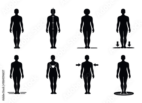 Silhouette guide to energetic body movements and chakras