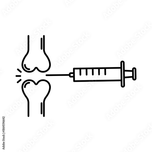 A simple icon of a syringe connection suitable for medical illustrations, educational materials, healthcare presentations, and scientific articles.