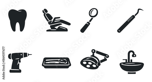 Dental icons: tools and equipment for modern dentistry