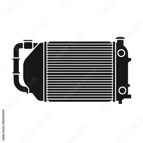 Close-up of a modern aluminum car radiator engine cooling system part for automotive maintenance and repair services
