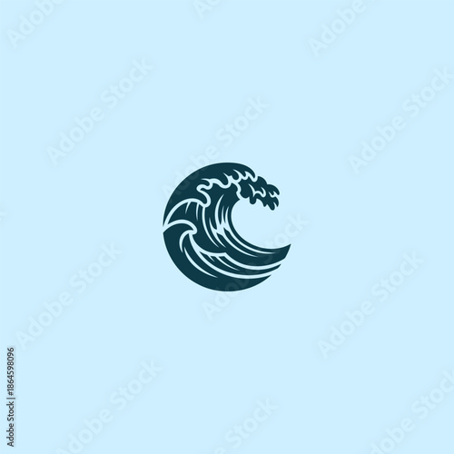 Ocean wave logo expressing freedom, motion, and marine energy.