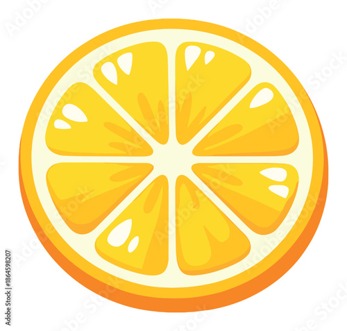 Vibrant orange slice with yellow glow on gradient background
