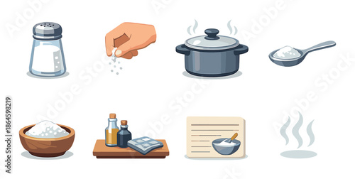 Cooking ingredients and kitchenware icon collection