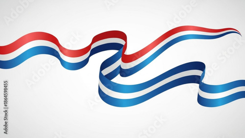 Red, white, and blue ribbons waving on a white background, symbolizing patriotism and celebration with patriotic and festive and national and pride