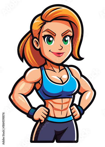 Muscular woman in athletic wear.