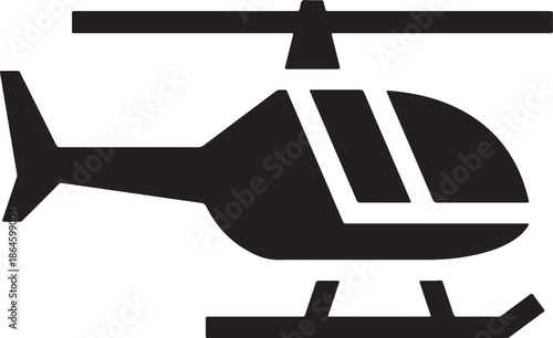Black helicopter silhouette on transparent background aircraft plane rotorcraft transportation vehicle flight aviation copter chopper rotor blade air travel transport sky flying icon shape outline