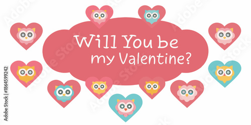 Adorable owls and hearts displaying a valentine s day message