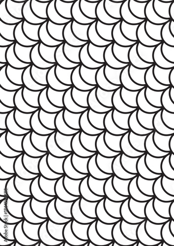 Fish scale pattern coloring page with overlapping semicircle organic texture design