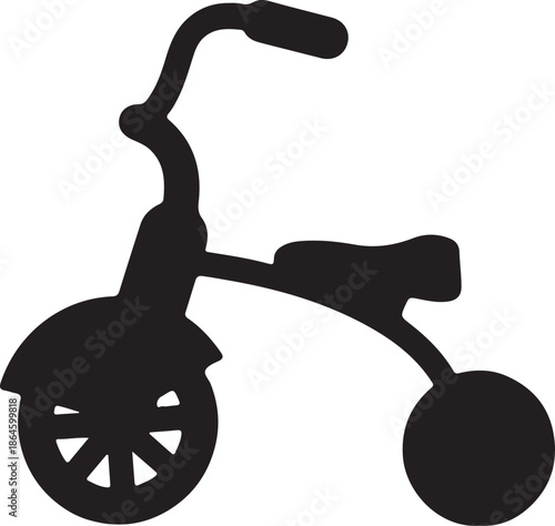 Black tricycle silhouette on transparent background bike cycle three wheels icon clipart vehicle transportation kids children toy recreation leisure fun ride wheel seat handle handlebar