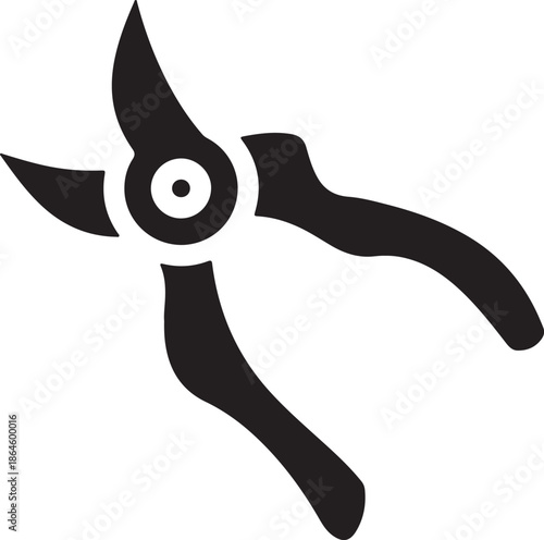 Black silhouette of pruning shears on transparent background scissors gardening tool icon outline cutting clippers clipping trimmer lopper prune plant growth maintenance yard work equipment