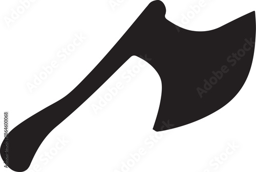 A black silhouette of an axe on transparent background hatchet tool weapon icon symbol cutting woodcutting forestry hunting outdoor equipment implement edge blade handle wood