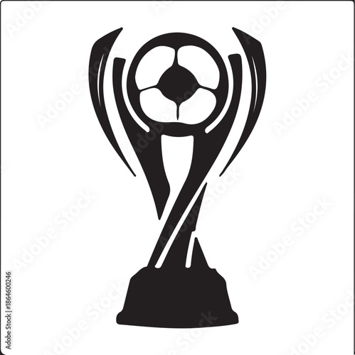 Black silhouette of a soccer trophy with a ball on transparent background football award prize championship winner icon logo graphic sports symbol illustration design element