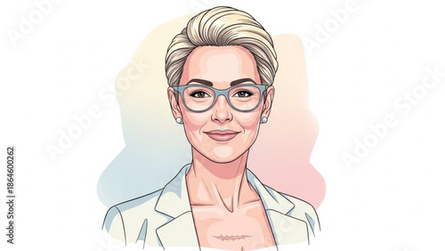 Portrait of a confident businesswoman with glasses professional vector illustration for corporate branding and modern design