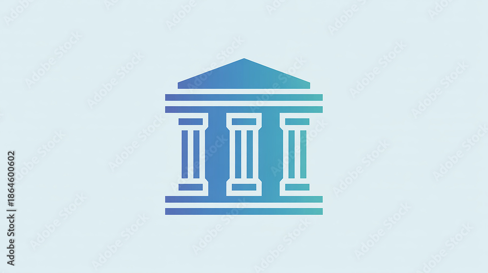 Fototapeta premium A Stylized Blue Gradient Courthouse Icon — Classic Building Illustration
