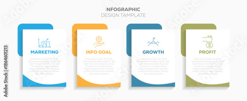 Business Infographic design template Vector with icons and 4 steps. Infographics concept. Can be used for info graphics, flow charts, presentations, web sites, banners, design.  