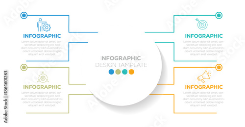 Business Infographic design template Vector with icons and 4 steps. Infographics concept. Can be used for info graphics, flow charts, presentations, web sites, banners, design.  