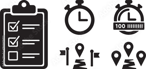 Time Management and Organization Icons for Productivity and Planning