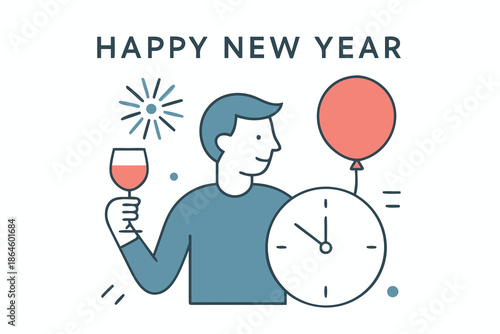 New Year Celebration with Joy and Fireworks